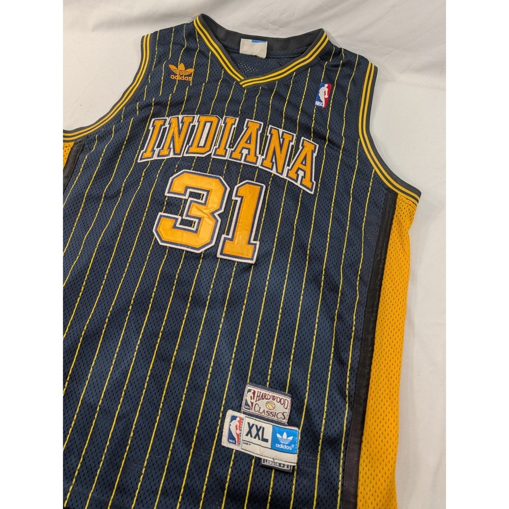 VTG Indiana Pacers 31 Reggie Miller  Jersey Navy Blue Pinstripes 2XL Length +2